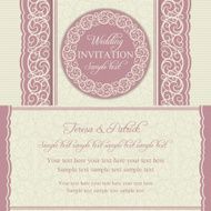 Baroque wedding invitation pink and beige N2