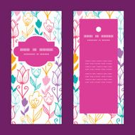 Vector colorful tulip flowers vertical frame pattern invitation greeting cards