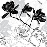 Monochrome seamless background with magnolia