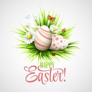 Easter card with eggs and flowers Vector illustration