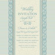 Baroque wedding invitation blue and beige