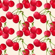 Seamless pattern with watercolor cherry