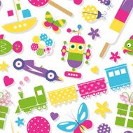 cute toys hearts flowers and butterflies pattern N2