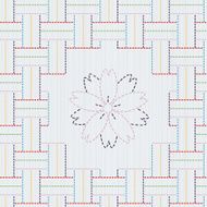 Traditional Japanese Embroidery Ornament with sakura flower Sashiko vector pattern