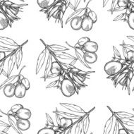 Seamless pattern with olive branches