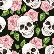 Roses and Skulls Seamless Pattern N2