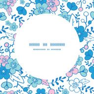 Vector blue and pink kimono blossoms frame seamless pattern background