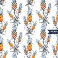 watercolor tropical pineapple exotic pattern N5