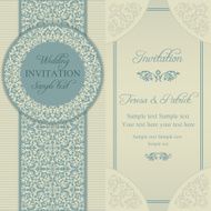 Baroque wedding invitation blue and beige N2