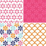 Vector abstract colorful stars set of four marching repeating patterns