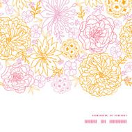 Vector flowers outlined horizontal frame seamless pattern background