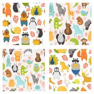 Vector seamless patterns with cute animals