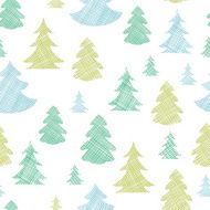 Green blue Christmas trees silhouettes textile seamless pattern background