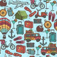 Travel sketch seamless pattern N2