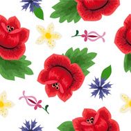 Traditional folk floral embroidery decoration vector illustration