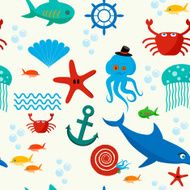 Underwater and sea animals seamless pattern N2