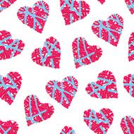 Striped blue and red wicker hearts seamless vector print