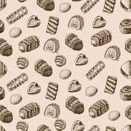 Vector seamless pattern with chocolates N2