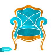 Watercolor vector vintage armchair