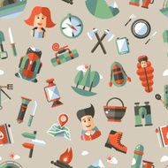 Modern flat design pattern of camping and hiking info graphics N2