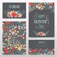 Set of valentine&#039;s flower cards