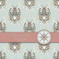 Card with seamless background and ribbon