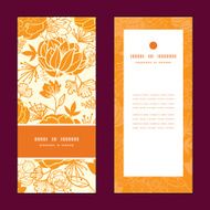 Vector golden art flowers vertical frame pattern invitation greeting cards