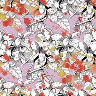 Unusual seamless pattern with branches of apple blossom