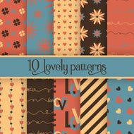 Set of 10 valentine&#039;s cute patterns