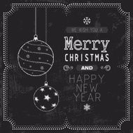 Christmas and New Year Greetings Card on Chalkboard