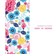 Vector fairytale flowers vertical frame seamless pattern background N2