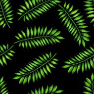 Watercolor seamless pattern with green palm leaves N2