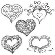 Ornate hearts in sketch style N2