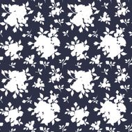 Seamless white floral pattern on dark blue Vector illustration