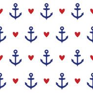 Pattern with hearts and anchor