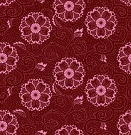 Seamless Red Cherry Blossom Floral Pattern Vector N2