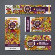 vector templates set with doodles floral theme N2