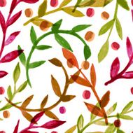 Watercolor vector seamless pattern with colorful autumn leaves