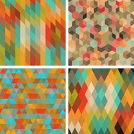 Seamless abstract geometric patterns set