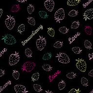 Seamless pattern with scratched Strawberries summer harvest background