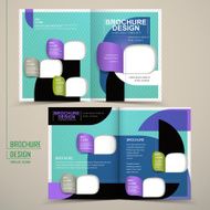 modern half-fold brochure template design in blue