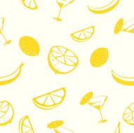 Lemon and banana drink seamless pattern