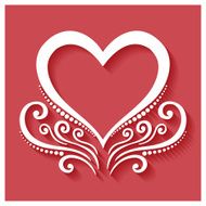 Deco Floral Heart on Red Background Design element