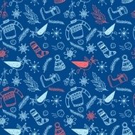 doodle seamless winter and Christmas pattern N3