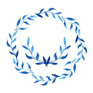 vector blue gzhel watercolor leaf pattern template