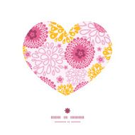 Vector pink field flowers heart silhouette pattern frame