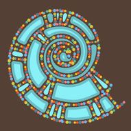 Colorful background with abstract shell in retro colors