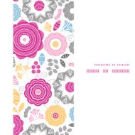 Vector vibrant floral scaterred vertical frame seamless pattern background