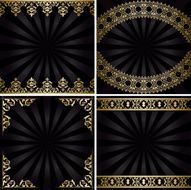 backgrounds with gold decorations and rays - black vintage