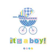 baby boy stroller greeting card N2
